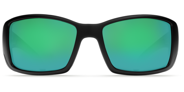 Costa Del Mar Blackfin Polarized Sunglasses Matte Black Green Mirror Glass Front